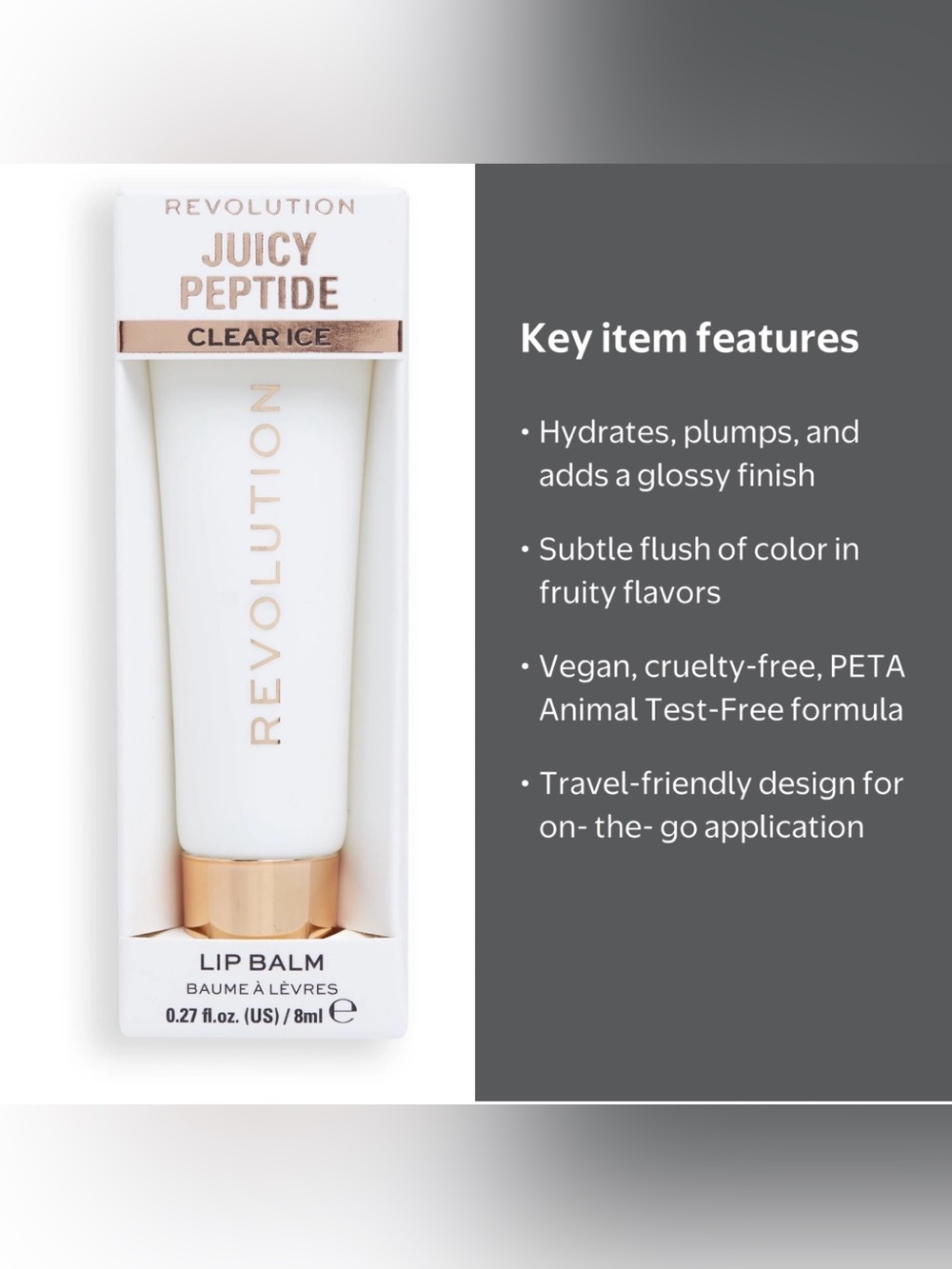 Revolution Juicy Peptide Lip Balm — clear ice